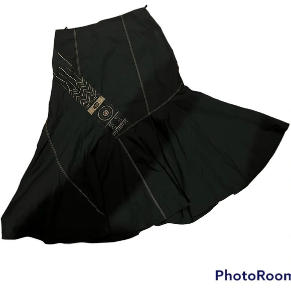 Atika vintage style Embroidered asymmetrical A line Skirt  Sz M/L - Picture 1 of 13